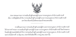 รายชื่อผู้สมัครเข้ารับการประเมินเข้าสู่ตำแหน่งผู้อำนวยการกองกฎหมาย สำนักงานอธิการบดี มหาวิทยาลัยเทคโนโลยีพระจอมเกล้าพระนครเหนือ